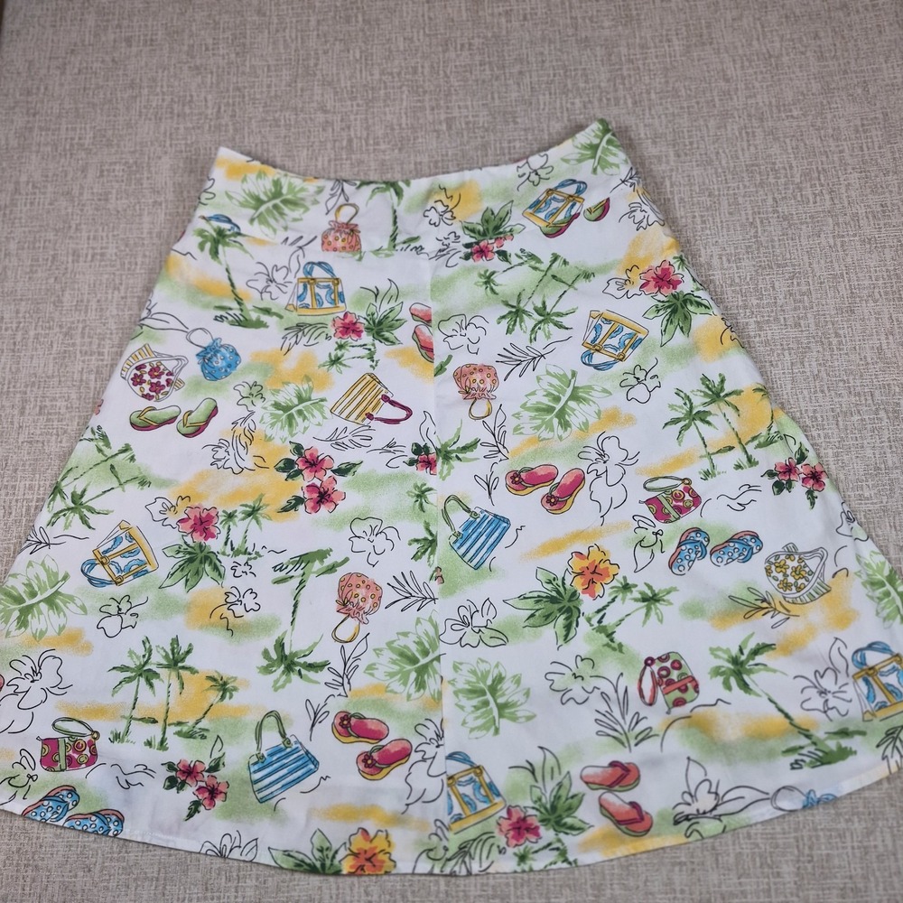Christopher Banks Summer Beach Novelty Print Skirt Palm Trees Handbags Size 8